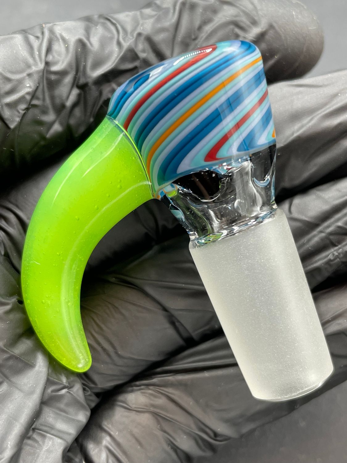 TKO Glass - 14mm Tube Cane Slide with Horn 4