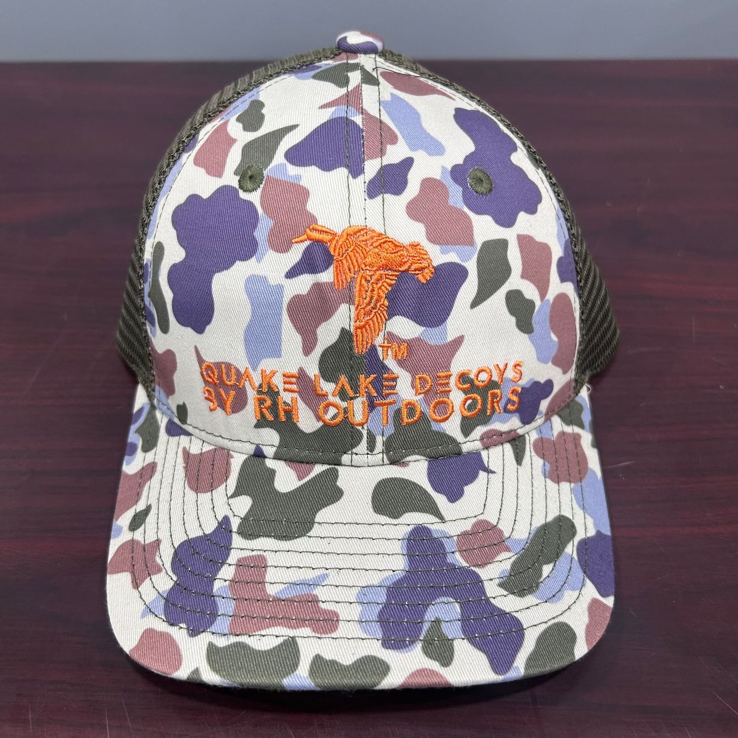 QLD Old School Camo Hat - Blue and Orange