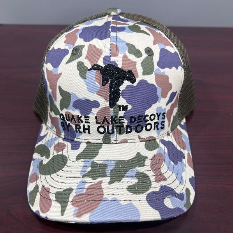 QLD Old School Camo Hat - Blue and Black