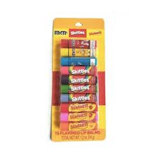 M&amp;M/STARBURST/SKITTLES  FLAVORED 10 PACK LIP BALM