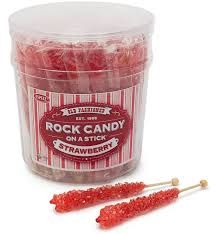 STRAWBERRY ROCK CANDY ON A STICK