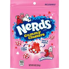 NERDS VALENTINES GUMMY  CLUSTERS STAND UP BAG