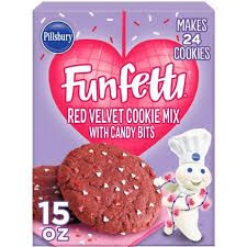 PILLSBURY VALENTINES FUNFETTI RED VELVET COOKIE MIX WITH CANDY BITS