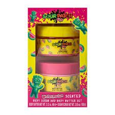 SOUR PATCH KIDS SWEET SCENTED BRANDED BODY SCRUB AND BODY BUTTER SET