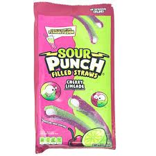 SOUR PUNCH STRAWS CHERRY LIMEADE FILLED STRAWS