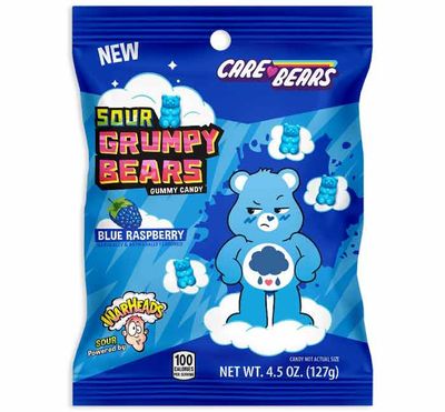 CARE BEAR WARHEADS SOUR GRUMPY BEARS BLUE RASPBERRY PEG PACK