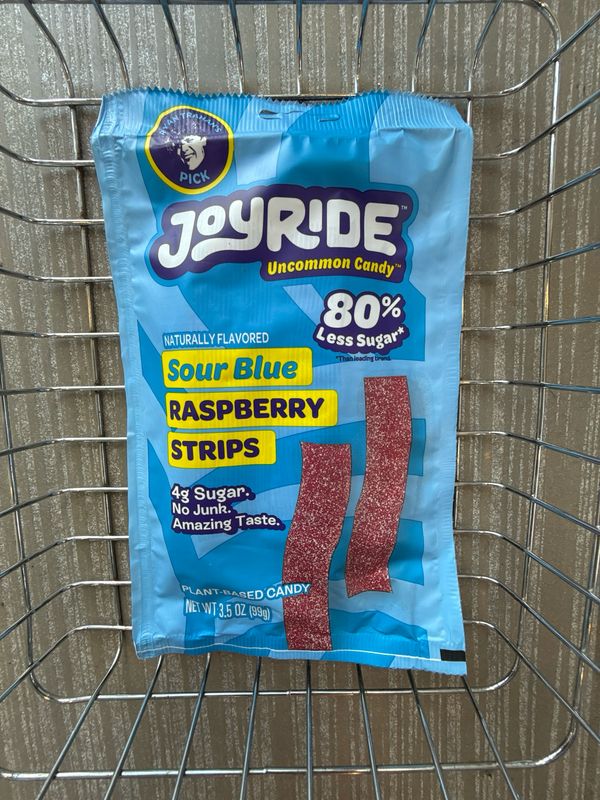 JOYRIDE SOUR BLUE RASPBERRY STRIPS 80% less sugar