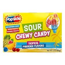 POPSICLE SOUR CHEWY CANDY TROPICAL PARADISE FLAVORS THEATRE BOX
