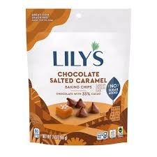 LILYS CHOCOLATE SALTED CARAMEL BAKING CHIPS (SUGAR FREE)