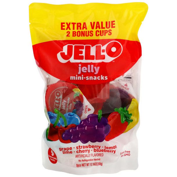 JELLO JELLY MINI SNACKS 2 BONUS CUPS