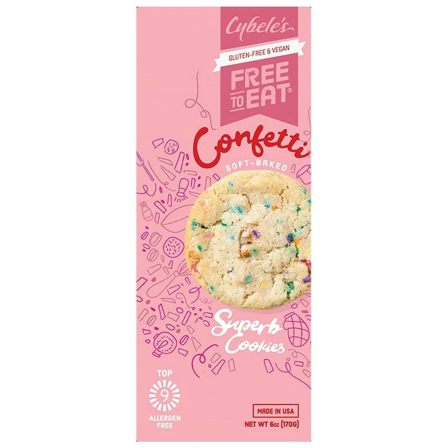 CYBELE&#39;S FREE TO EAT GLUTEN FREE AND VEGAN SOFT BAKED CONFETTI COOKIES