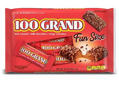 100 GRAND CRISPY MILK CHOCOLATE WITH CARAMEL FUN SIZE CANDY BARS