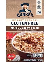 QUAKER GLUTEN FREE MAPLE AND BROWN SUGAR INSTANT OATMEAL