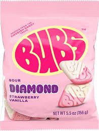 BUBS SWEDISH CANDY SOUR DIAMOND STRAWBERRY VANILLA 156G