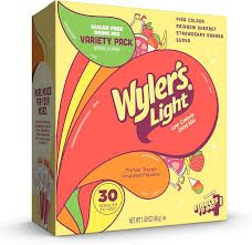 WYLERS LIGHT WATERTOK INSPIRED FUN FLAVORS VARIETY PACK PINA COLADA, RAINBOW SHERBERT, STRAWBERRY BANANA , GUAVA SINGLES TO GO