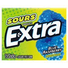 WRIGLEYS EXTRA 15 STICK SOUR BLUE RASPBERRY