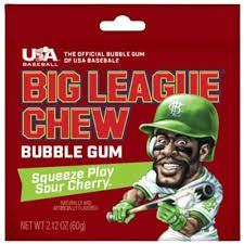 BIG LEAGUE CHEW BUBBLE GUM SOUR CHERRY