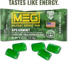 MEG MILITARY ENERGY GUM BLISTER PACKS SPEARMINT