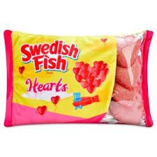 SWEDISH FISH HEARTS PILLOW