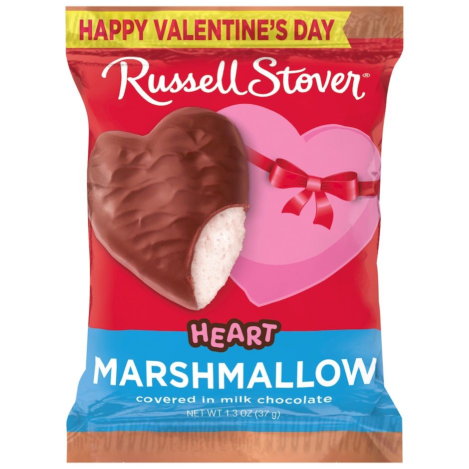 RUSSELL STOVER VALENTINE MILK CHOCOLATE MARSHMALLOW HEART 1.3 OZ