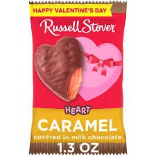 RUSSELL STOVER VALENTINE MILK CHOCOLATE CARAMEL HEART 1.3 OZ