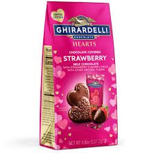 GHIRARDELLI CHOCOLATE COVERED STRAWBERRY MILK HEARTS BAG