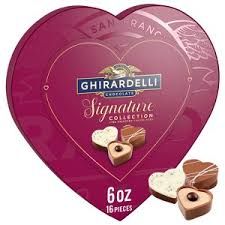 GHIRARDELLI SIGNATURE COLLECTION FINE CHOCOLATE HEART SHAPED BOX 6.0 OZ