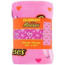 REESES VALENTINES THROW FLEECE BLANKET 50"X60" PINK