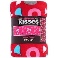 HERSHEY VALENTINES KISSES THROW FLEECE BLANKET 50"X60" RED