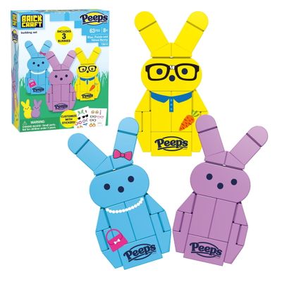 PEEPS BUILDING BLOCKS SET 3 PACK BUNNIES - blue, yellow and purple