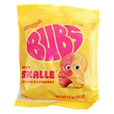 BUBS SWEDISH CANDY SOUR SKALLE LEMON RASPBERRY 156 G