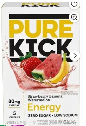 PURE KICK ENERGY STRAWBERRY BANANA WATERMELON FLAVOR SINGLES TO GO