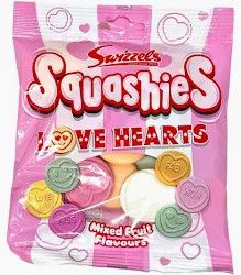SWIZZELS SQUASHIES LOVE HEARTS PEG BAG BRITISH