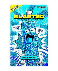 1 UP BLASTED SOUR BELTS BLUE RASPBERRY