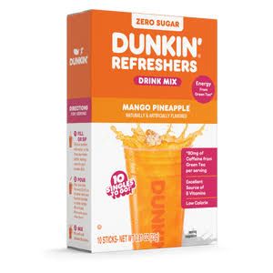 DUNKIN REFRESHERS DRINK MIX 10 PACK MANGO PINEAPPLE