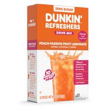 DUNKIN REFRESHERS DRINK MIX 10 PACK PEACH PASSIONFRUIT LEMONADE