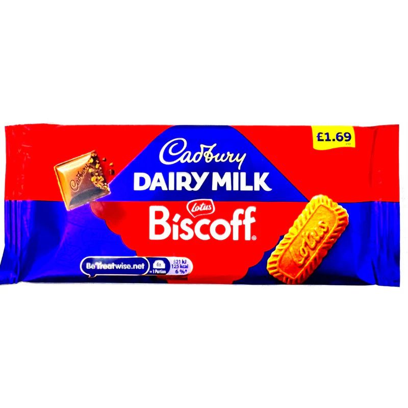 CADBURY DAIRY MILK LOTUS BISCOFF CHOCOLATE BAR 95G