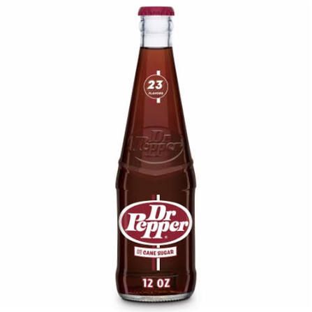 DR PEPPER GLASS BOTTLE RETRO WITH CANE SUGAR