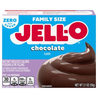 JELLO CHOCOLATE ZERO SUGAR  PUDDING FAMILY SIZE