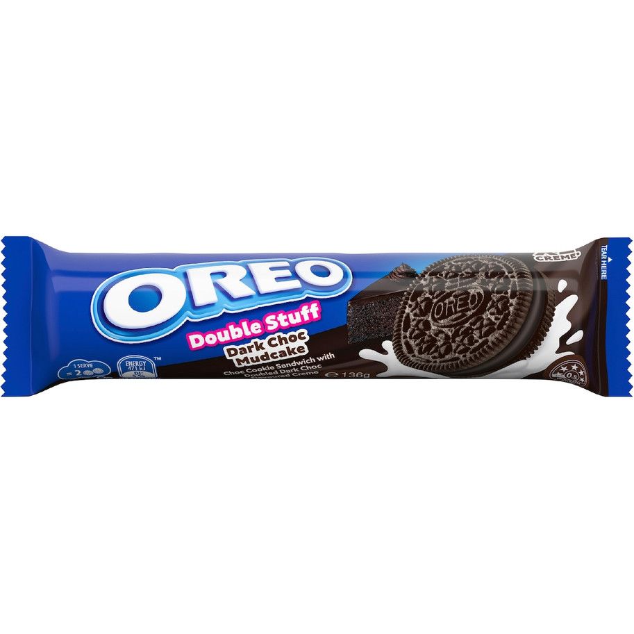 Oreo Double Stuff Dark Mudcake Cookies 136g (Australia)