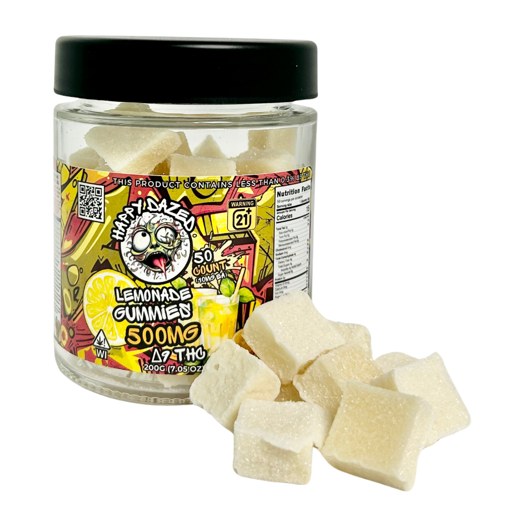 Happy Dazed Gummies - Lemonade 500mg D9 THC (50 Count)