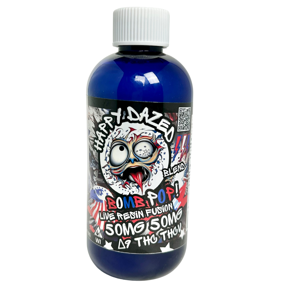 Happy Dazed Live Resin Fusion - Bomb Pop 100mg D9 THC, THCV, CBD, CBG (8oz)