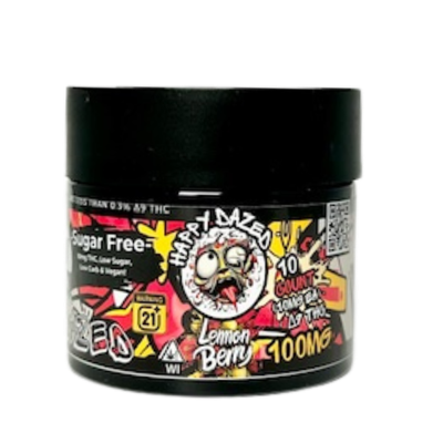 Happy Dazed Lemon Berry Gummies- Vegan Sugar Free 100mg D9 THC (10 Count)