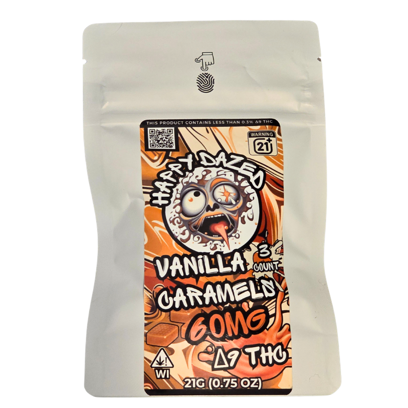Happy Dazed Caramels - Vanilla D9 THC 20mg (3 Count)