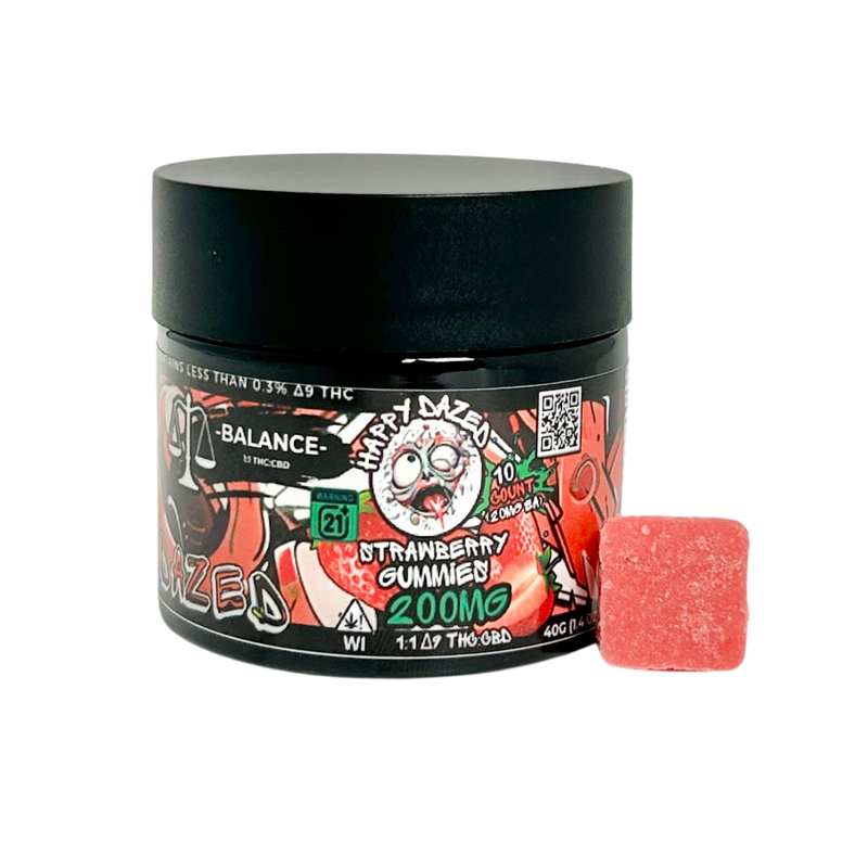 Happy Dazed Balance Gummies - Strawberry 200mg D9 THC CBD (10 Count)