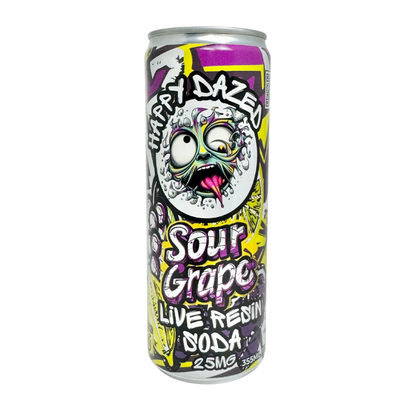 Happy Dazed Live Resin Soda - Sour Grape 25mg D9 THC (12oz)