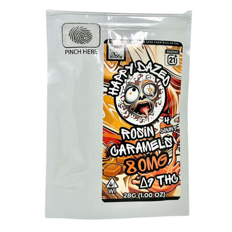 Happy Dazed Caramels - Rosin D9 THC 20mg (4 Count)