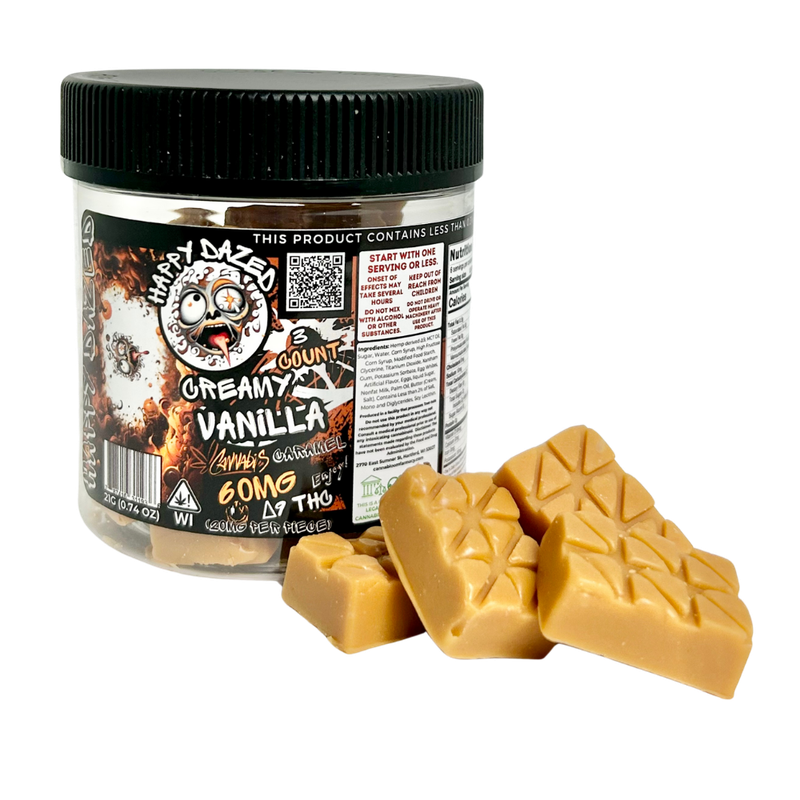 Happy Dazed Caramels - Vanilla D9 THC 20mg (25 Count)