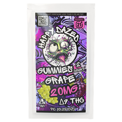 Happy Dazed Gummies - Grape 20mg D9 THC (2 Count)