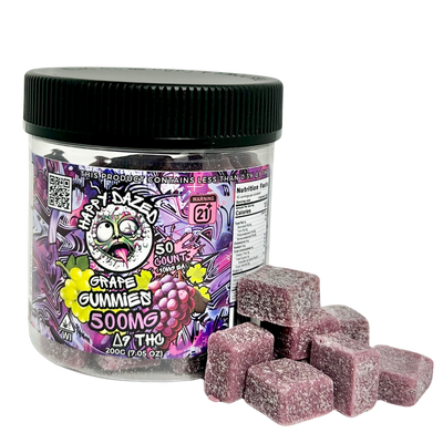 Happy Dazed Gummies - Grape 500mg D9 THC (50 Count)